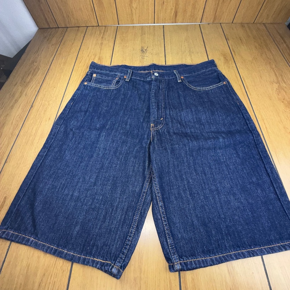 Levis 469 Loose Fit Denim Shorts Mens 38 Dark Wash Blue Cotton Jeans Shorts